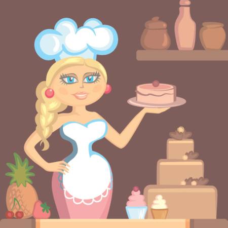 Dame, blond, Koch, Kuchen, Frau, Küche Klavapuk - Dreamstime