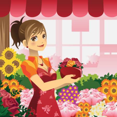 eine Frau, Blumen, Geschäft, rot, Mädchen,  Artisticco Llc - Dreamstime