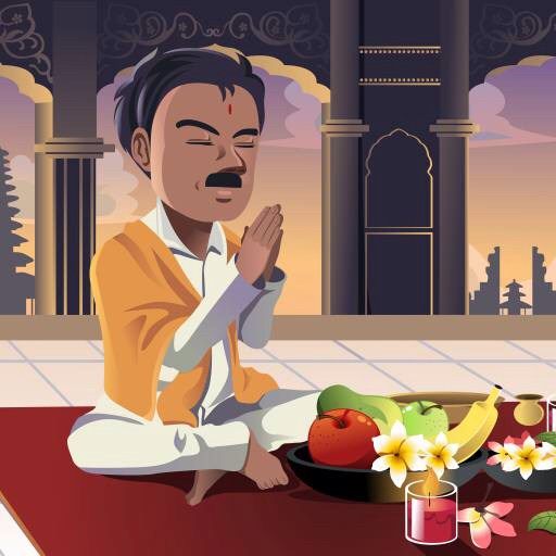 ein Mann, beten sie, nahrung, essen, Appels, Banane, Obst, indisch Artisticco Llc (Artisticco)