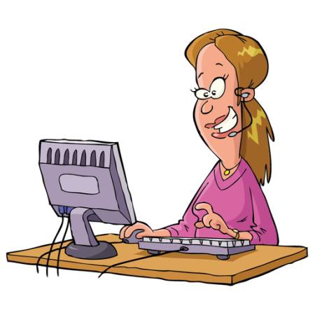 eine Frau, Computer, reden, Unterstützung, Hilfe, Tastatur Dedmazay - Dreamstime
