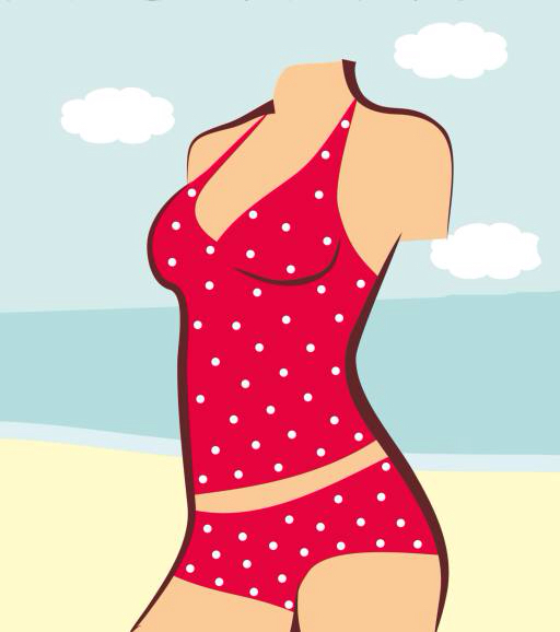 eine Frau, Körper, rot, anzug, Bad, Strand, Wasser, Wolken, Kleidung Anvtim
