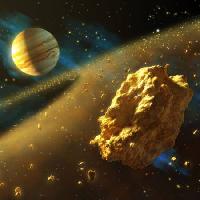 Pixwords Das Bild mit Universum, Felsen, planet, raum, komet Andreus - Dreamstime