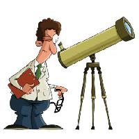 Pixwords Das Bild mit Wissenschaftler, ein Mann, Objektiv, Teleskop, Uhr Dedmazay - Dreamstime