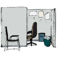 Pixwords Das Bild mit Büro, Sessel, Müll, Papier Eric Basir - Dreamstime