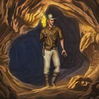 Pixwords Das Bild mit Höhle, Feuer, ein Mann, Andreus - Dreamstime
