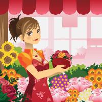 Pixwords Das Bild mit eine Frau, Blumen, Geschäft, rot, Mädchen, Artisticco Llc - Dreamstime