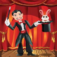 Pixwords Das Bild mit bunny, Zauberer, Zauberstab, Bühnen Artisticco Llc - Dreamstime