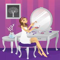 eine Frau, Make-up, Baum, Spiegel, Schreibtisch Artisticco Llc - Dreamstime