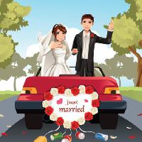 Pixwords Das Bild mit verheiratet, mariage, Ehefrau, Ehemann, Auto, ein Mann, eine Frau Artisticco Llc - Dreamstime