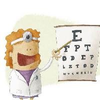 Pixwords Das Bild mit Augentest, Arzt, Frau, Zeichnung Jrcasas