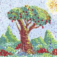Pixwords Das Bild mit Baum, Obst, Rot, Garten, Malerei, Kunst Anastasia Serduykova Vadimovna - Dreamstime