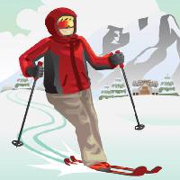 Pixwords Das Bild mit Ski, Winter, Schnee, Bergen, rot Artisticco Llc - Dreamstime