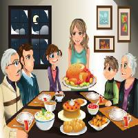 Pixwords Das Bild mit Abendessen, Truthahn, Familie, Frau, Mädchen, Mahlzeit Artisticco Llc - Dreamstime