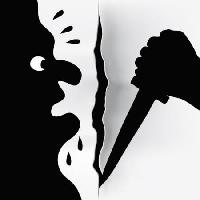 Pixwords Das Bild mit Killer, Messer, vernarbt, schwarzes, hand, scharf, Schweiß Robodread - Dreamstime