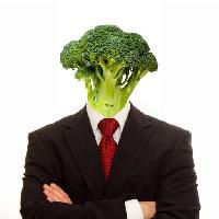 Pixwords Das Bild mit Gemüse, Mensch, Person, Anzug, vegan, Gemüse, Brokkoli Brad Calkins (Bradcalkins)